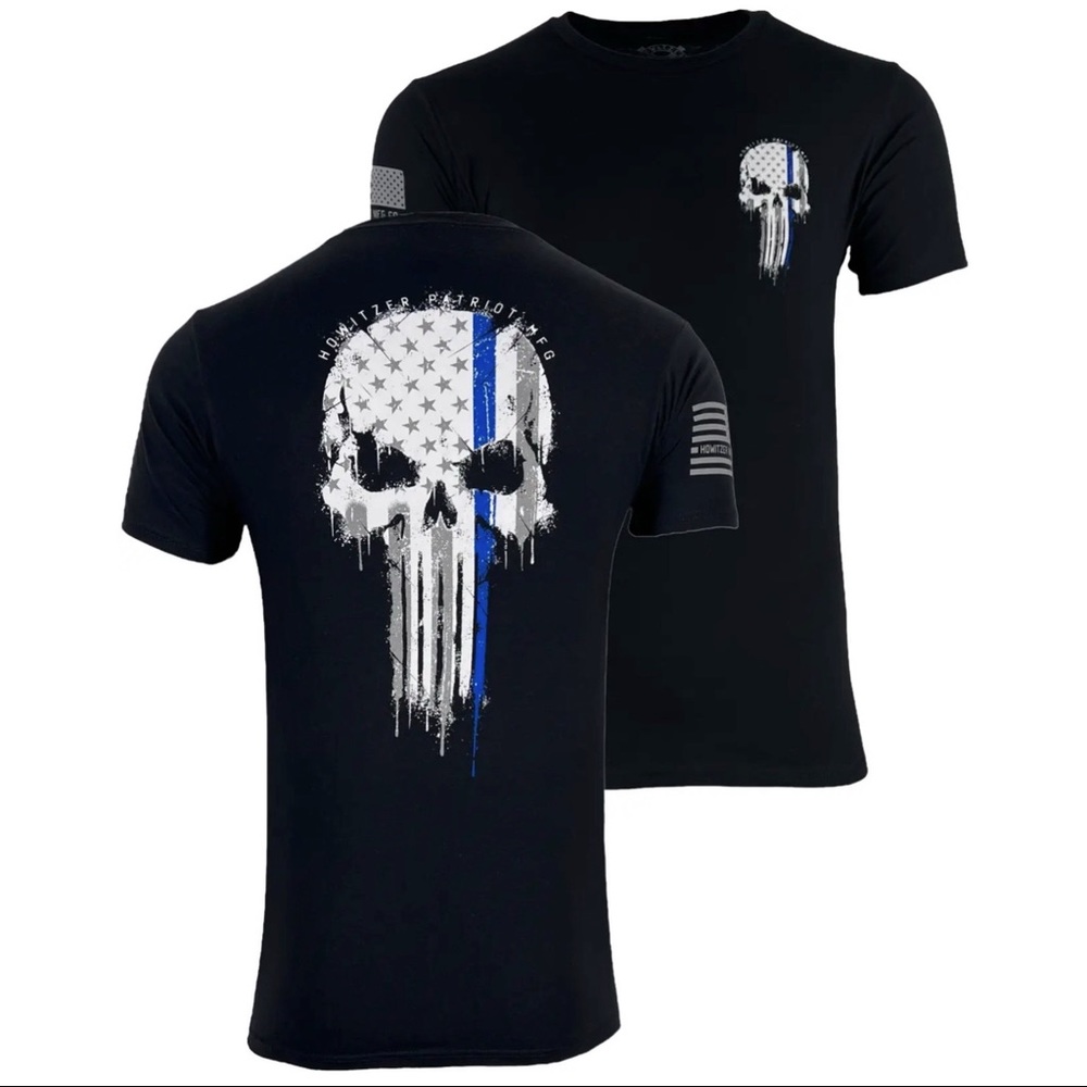 Howitzer Style Men's T-Shirt Brave Blue Military Grunt Black MFG